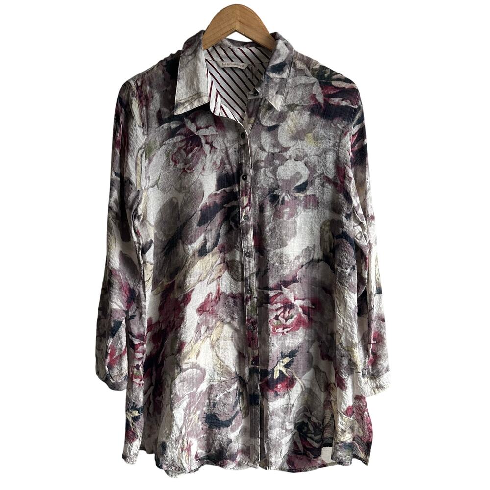 Soft Surroundings Sasha Button Front Floral Tunic Top Large Petite